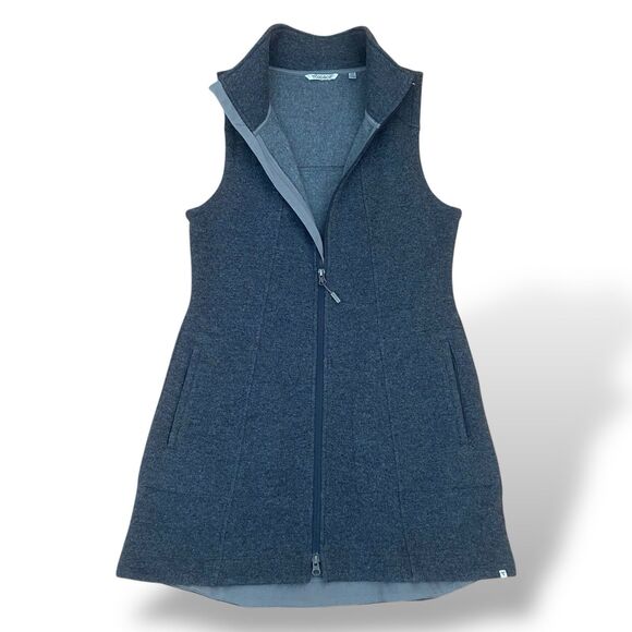 TOAD & Co Women's Gray Vest Size M Sleeveless Wool Blend 2 Way Full Zip Pockets - Picture 5 of 9